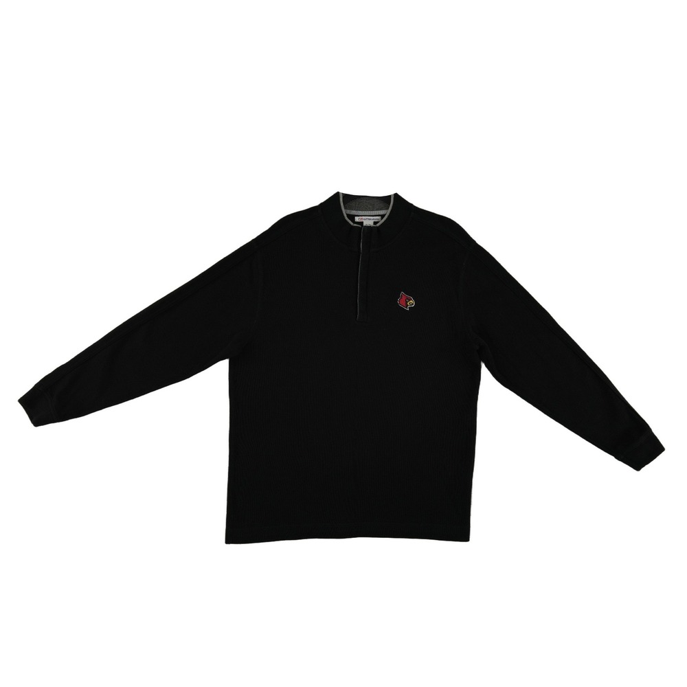 Cutter Buck Louisville Cardinals Cotton Quarter Zip Sweater Men's Size XL Black